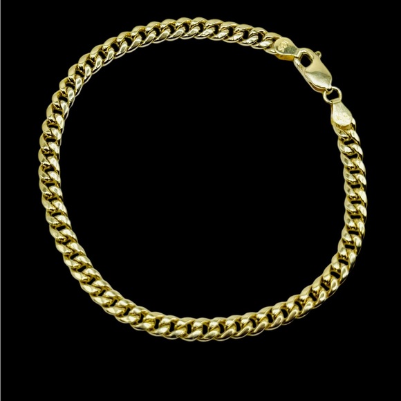 10k Real Yellow Gold Royal Miami Cuban Bracelet 5mm Link 7.5" Inch Lobster Lock - Picture 5 of 5